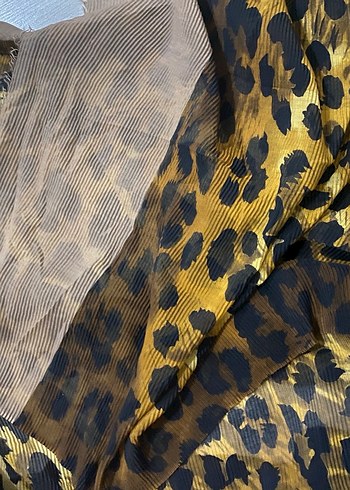 Bohem Tarzı Pileli Kahverengi Kadın şal - Görsel 4