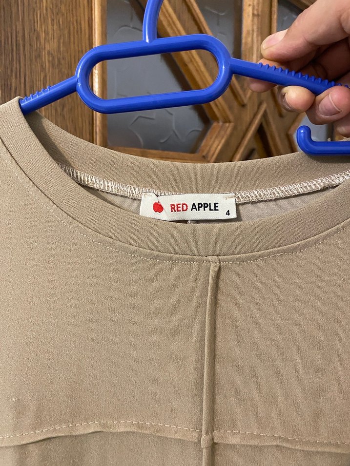 Bej Uzun Elbise, Salaş Kesim, Uzun Kollu - Görsel 2