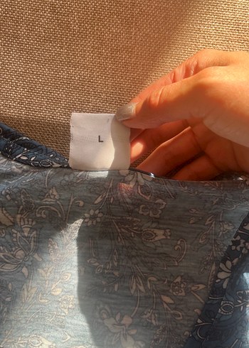 l Beden Bohem Mavi V Yaka Kısa Kollu Bluz