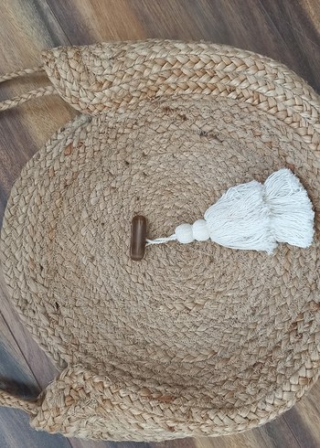 Beden Bohem Püsküllü Bej Örgü Kadın Çanta