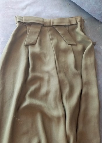 Kadın Haki Bol Kesim Kumaş etekli Pantolon - Görsel 2