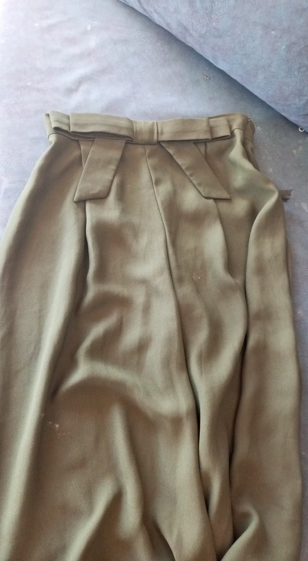 Kadın Haki Bol Kesim Kumaş etekli Pantolon - Görsel 2