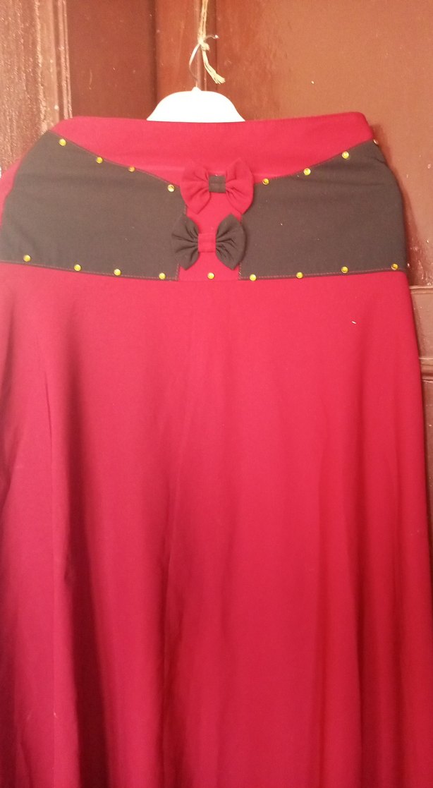 Bordo Drapeli Uzun Kadın Etek - Görsel 2