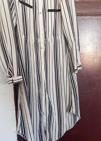 Uzun Kollu, Çizgili Kadın Gömlek Elbise - Görsel 3