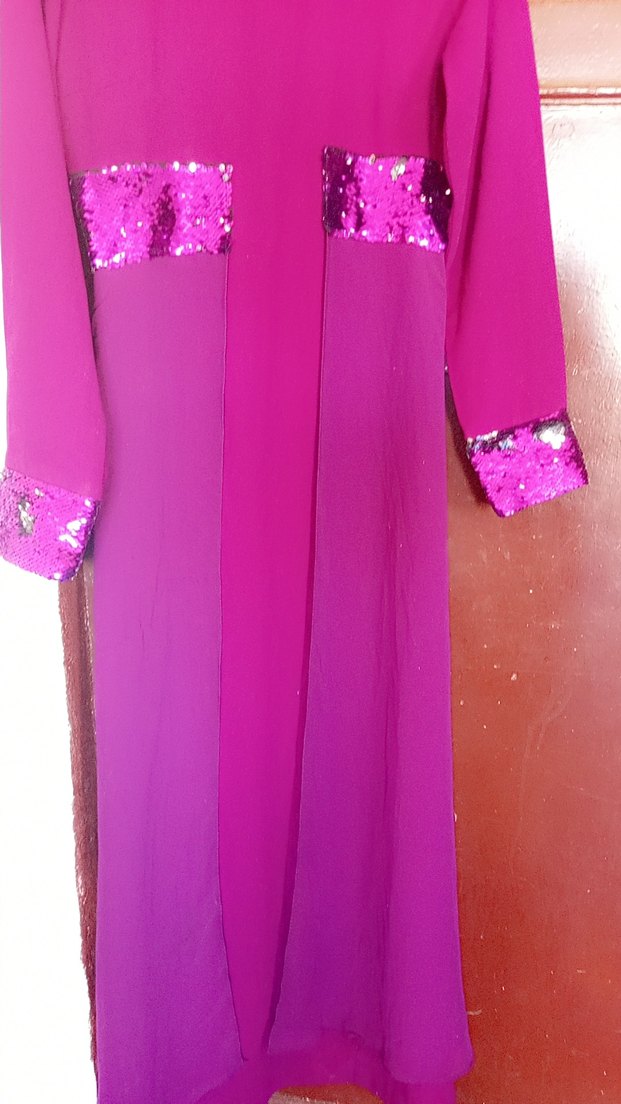 Mor Saten Kesim Detaylı abiye Elbise - Görsel 3