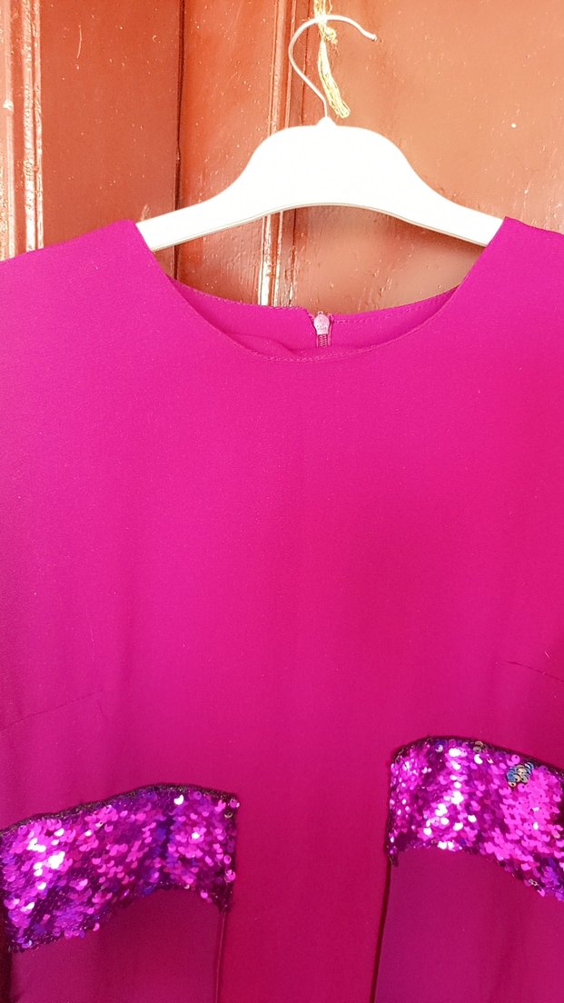 Mor Saten Kesim Detaylı abiye Elbise - Görsel 5