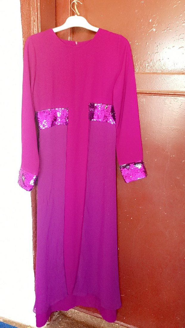 Mor Saten Kesim Detaylı abiye Elbise - Görsel 4