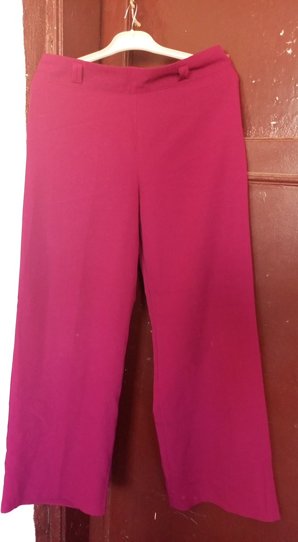 Pembe Midi Kumaş Kadın Pantolon - Görsel 3