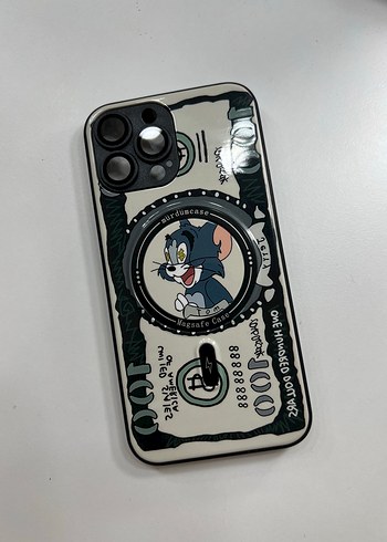 Düğmeli Gri Telefon Kılıfı Tom Temalı