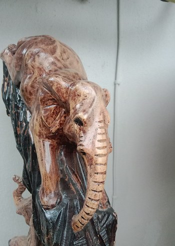 Kahverengi Fil Figürlü Ahşap Dekor - Görsel 4