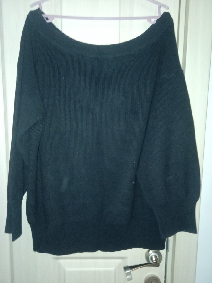 Kadın Siyah Örgü Salaş Kazak - Görsel 2