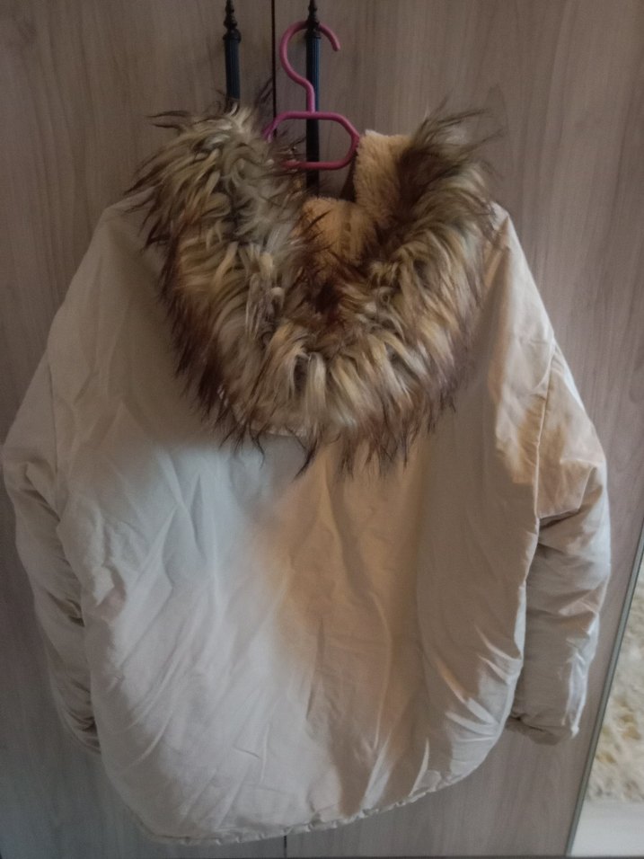 krem renk oversize mont - Görsel 2