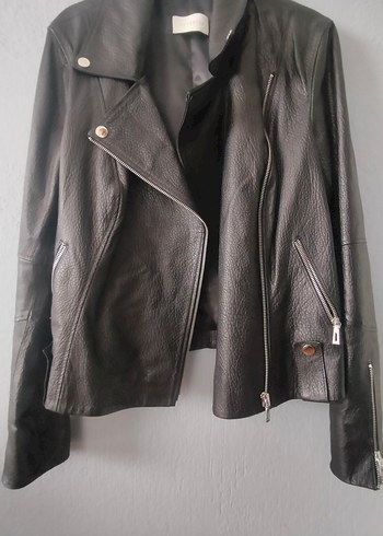 42 Beden Siyah Deri Biker Ceket