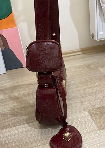 Diğer Manc Bordo Deri Kadın Çantası A Harfli Tokalı