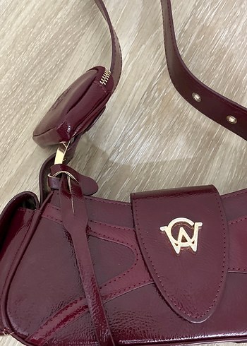  Beden bordo Renk Manc Bordo Deri Kadın Çantası A Harfli Tokalı