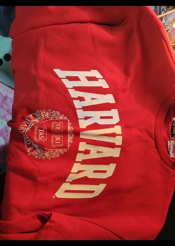 Kırmızı Harvard Baskılı Kadın Sweatshirt