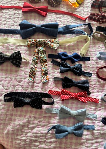 Çocuklar için Çok Renkli Kumaş Papyon ve Kravat Seti - Görsel 5