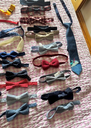 Çocuklar için Çok Renkli Kumaş Papyon ve Kravat Seti - Görsel 8