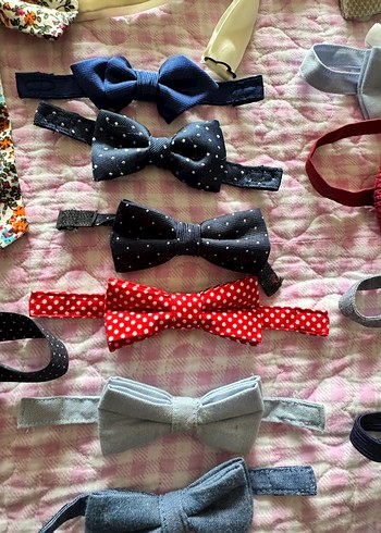 Çocuklar için Çok Renkli Kumaş Papyon ve Kravat Seti - Görsel 10