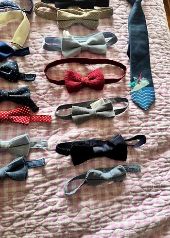 Çocuklar için Çok Renkli Kumaş Papyon ve Kravat Seti - Görsel 4