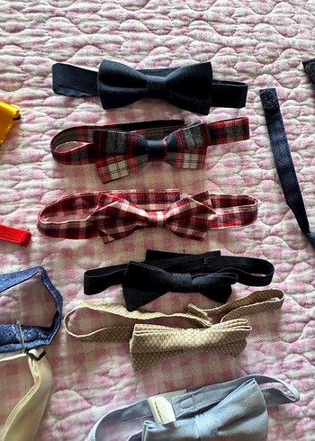 Çocuklar için Çok Renkli Kumaş Papyon ve Kravat Seti - Görsel 3