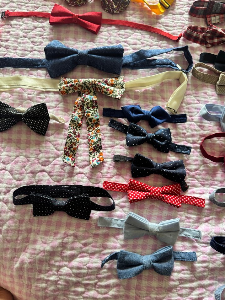 Çocuklar için Çok Renkli Kumaş Papyon ve Kravat Seti - Görsel 5