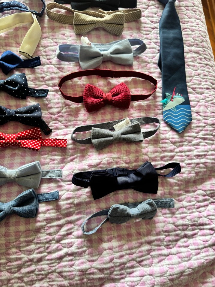 Çocuklar için Çok Renkli Kumaş Papyon ve Kravat Seti - Görsel 4