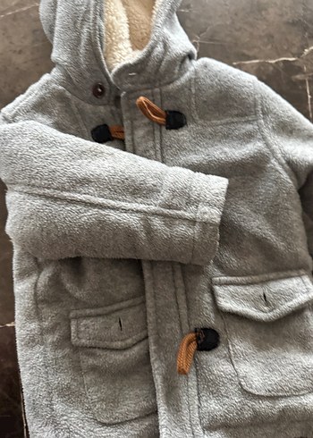 Kapüşonlu Gri Erkek Çocuk Mont - Görsel 3