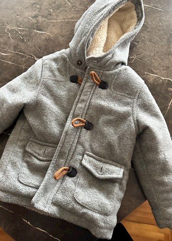 Kapüşonlu Gri Erkek Çocuk Mont - Görsel 4