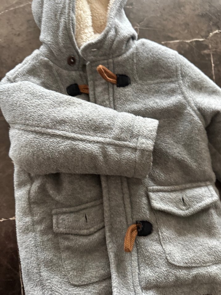 Kapüşonlu Gri Erkek Çocuk Mont - Görsel 3