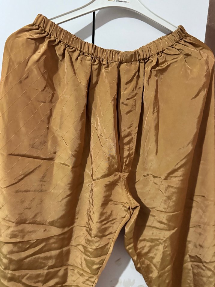 Bej Drapeli erkek saten pijama altı. - Görsel 2