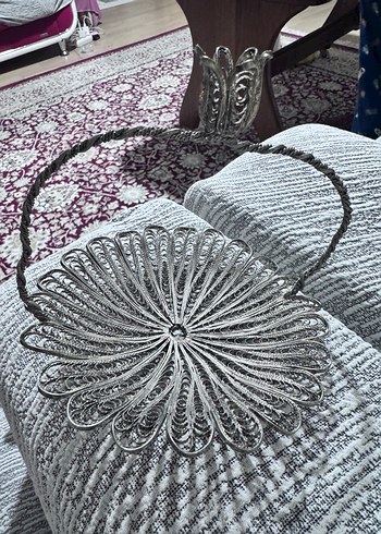 Gri Nakışlı Dantel Broş - Görsel 4