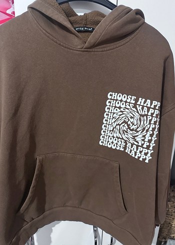 Kahverengi Kapüşonlu Kadın Sweatshirt - Görsel 4