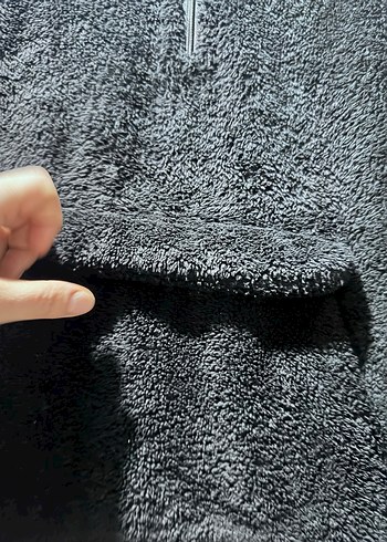 Siyah Kadın Fermuarlı Sıcak peluş sweat - Görsel 4