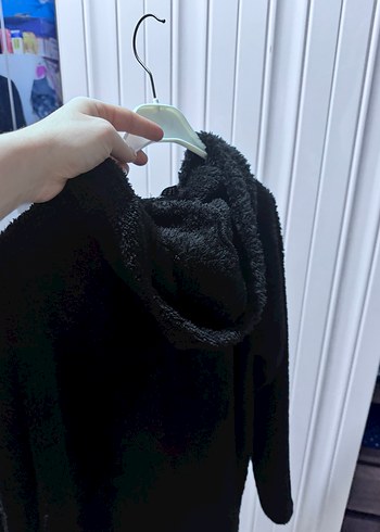 Siyah Kadın Fermuarlı Sıcak peluş sweat - Görsel 5