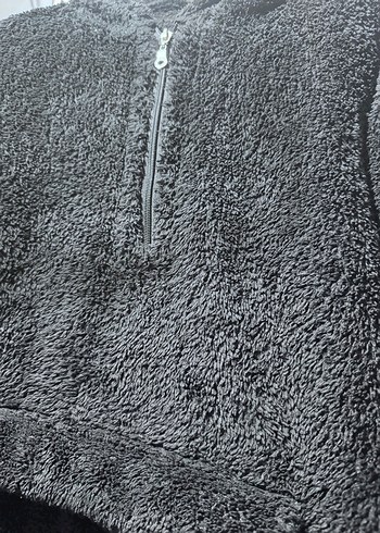 Siyah Kadın Fermuarlı Sıcak peluş sweat - Görsel 2