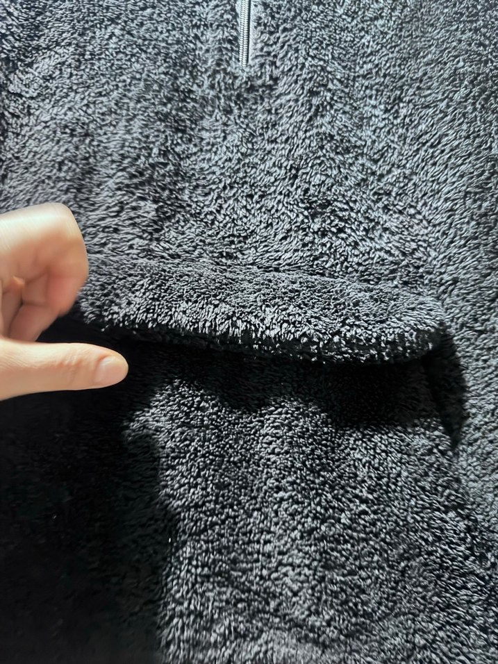 Siyah Kadın Fermuarlı Sıcak peluş sweat - Görsel 4