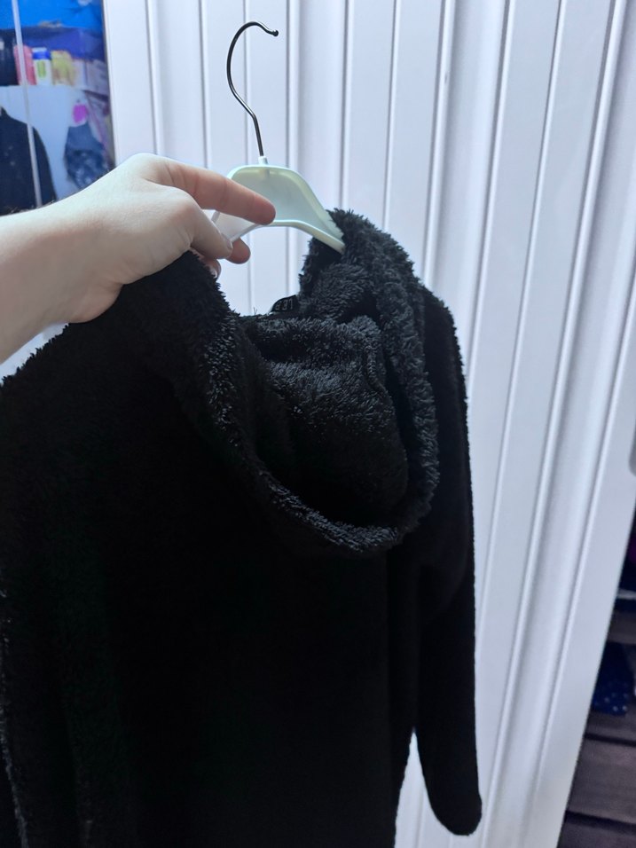 Siyah Kadın Fermuarlı Sıcak peluş sweat - Görsel 5