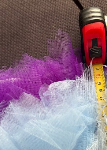 6 Yaş Beden Kız Çocuk Mavi Renkli Tül Detaylı Elbise