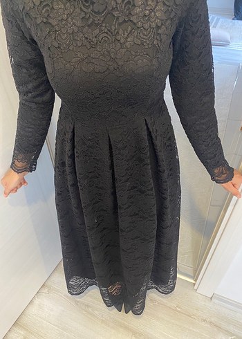 Diğer Uzun Siyah Gotik Dantel Abiye Elbise