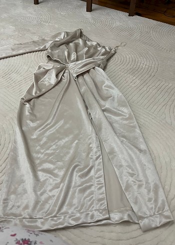 Gri Drapeli Uzun Abiye Elbise - Görsel 3