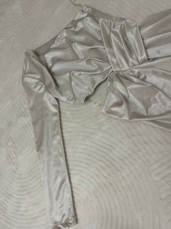 Gri Drapeli Uzun Abiye Elbise - Görsel 2