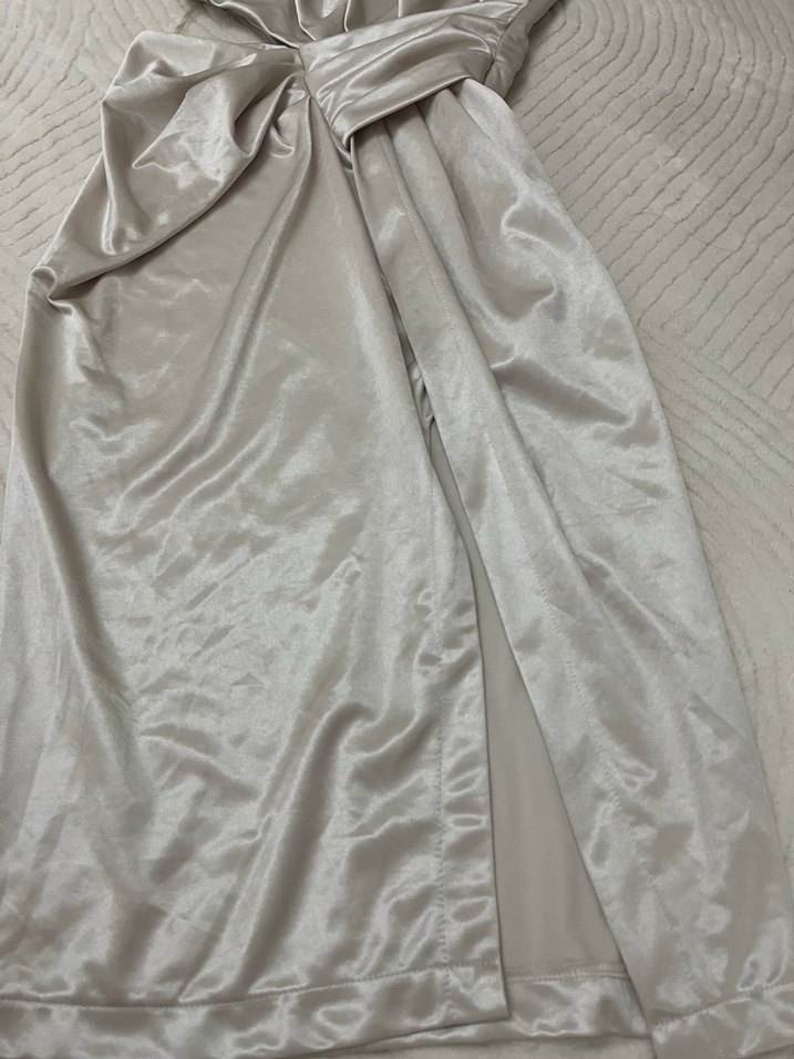 Gri Drapeli Uzun Abiye Elbise - Görsel 4