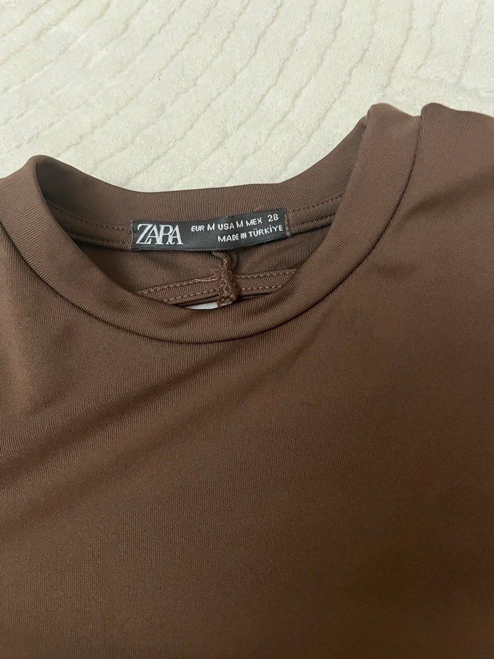 Kahverengi Uzun Kollu Dar Kesim Elbise - Görsel 2