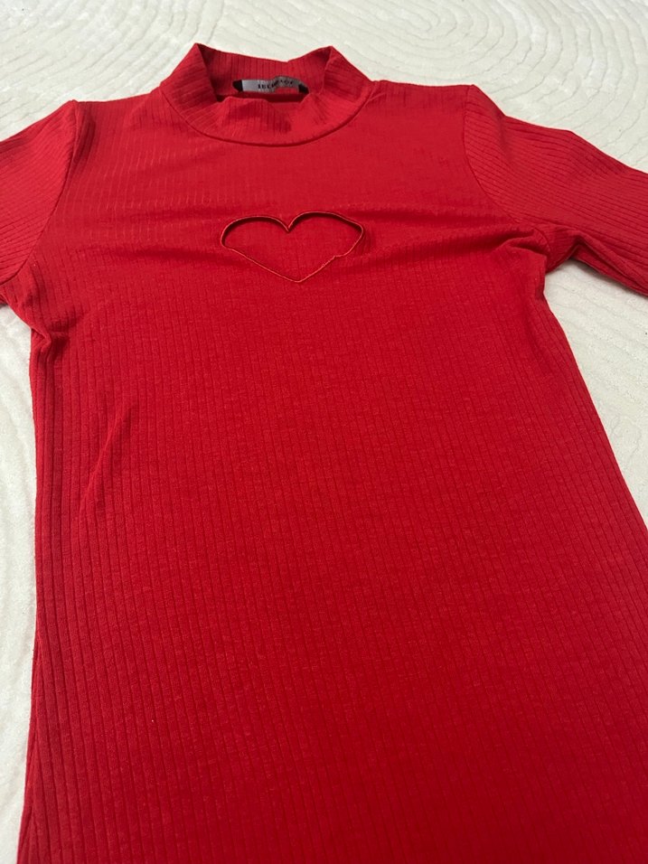 Kırmızı Nakışlı Triko Hamile Bluzu - Görsel 4