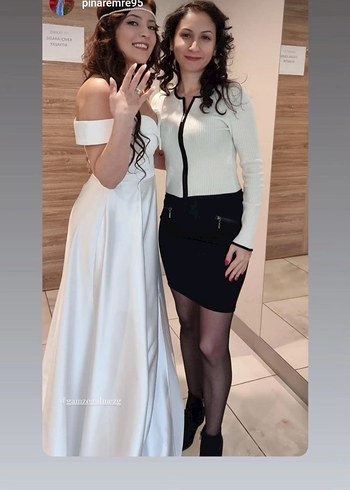 Modern Klasik Beyaz Uzun A-Line Gelinlik - Görsel 2