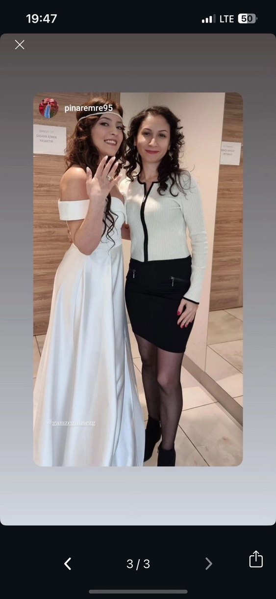 Modern Klasik Beyaz Uzun A-Line Gelinlik - Görsel 2