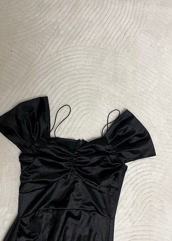 Siyah Drapeli Uzun Abiye Elbise - Görsel 5