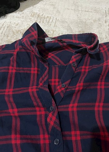 Kadın Kırmızı Kareli Pamuklu Gömlek - Görsel 2