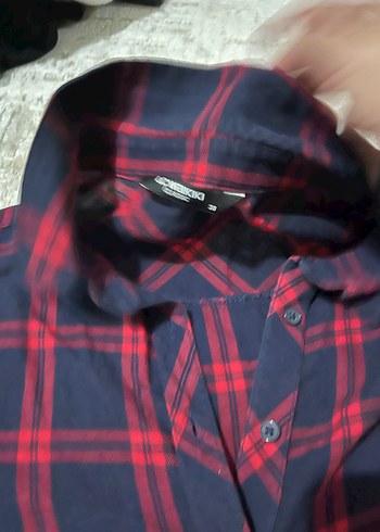 Kadın Kırmızı Kareli Pamuklu Gömlek - Görsel 4